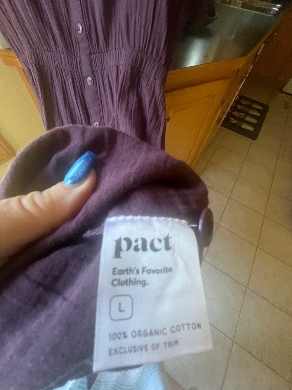 Pact Purple Gauze Dress, L - Picture 4 of 4